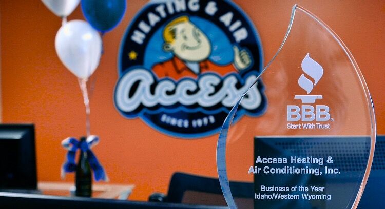 Access Heating and Air, a Boise hvac companu, has a glass award from BBB